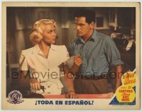 4p679 POSTMAN ALWAYS RINGS TWICE Spanish/US LC 1946 c/u of sexy Lana Turner & John Garfield!