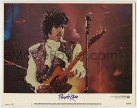 4p693 PURPLE RAIN LC #1 1984 best close up of Prince playing guitar at concert on stage!