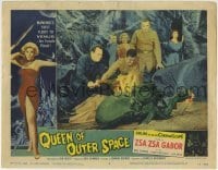 4p698 QUEEN OF OUTER SPACE LC #1 1958 pretty Zsa Zsa Gabor watches the men burn the monster!