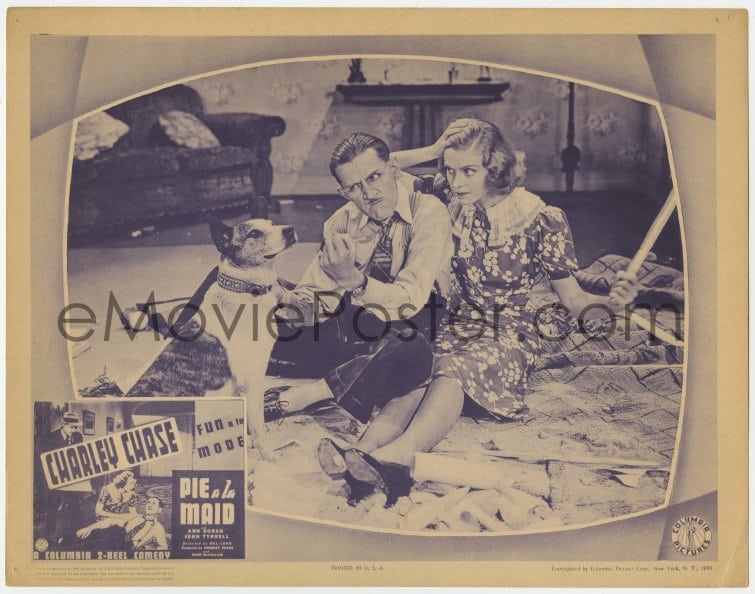 4p672 Pie A La Maid Lc 1938 Ann Doran With Charley Chase Glaring At Innocent
