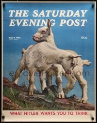 4r403 SATURDAY EVENING POST 22x28 special poster 1942 cover from May 9, Dmitri, baby goat kids!