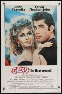 4s491 GREASE 1sh 1978 c/u of John Travolta & Olivia Newton-John in a most classic musical!