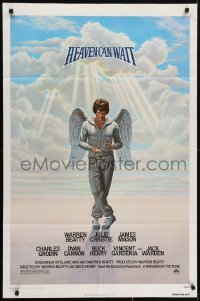 4s513 HEAVEN CAN WAIT 1sh 1978 Birney Lettick art of angel Warren Beatty, football!