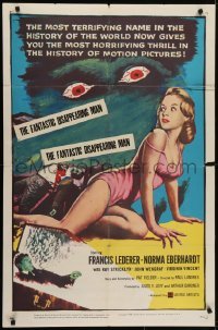 4s786 RETURN OF DRACULA 1sh 1958 art of girl being watched by creepy vampire eyes, painted over