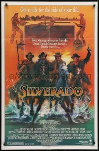 4s846 SILVERADO 1sh 1985 art of Kevin Kline, Scott Glenn, Danny Glover & Kevin Costner by Bob Peak!