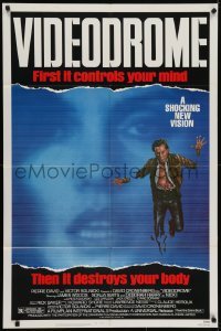 4s949 VIDEODROME 1sh 1983 David Cronenberg, James Woods, Debbie Harry, sci-fi!