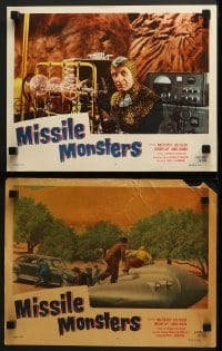 4w937 MISSILE MONSTERS 2 LCs 1958 aliens bring destruction from the stratosphere, wacky sci-fi!