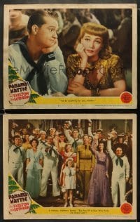 4w951 PANAMA HATTIE 2 LCs 1942 sailor Red Skelton & sexy dancer Ann Sothern, w/huge cast image!