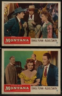 4w587 MONTANA 6 LCs 1950 cowboy Errol Flynn, Alexis Smith, S.Z. Sakall