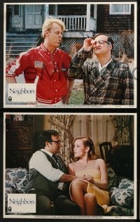 4w327 NEIGHBORS 8 LCs 1981 wacky images of John Belushi, Dan Aykroyd, Cathy Moriarty!