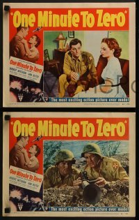 4w346 ONE MINUTE TO ZERO 8 LCs 1952 Robert Mitchum, Ann Blyth, presented by Howard Hughes!