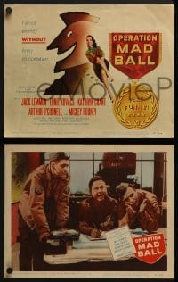 4w349 OPERATION MAD BALL 8 LCs 1957 images of Mickey Rooney, Jack Lemmon, Dick York, Kathryn Grant!