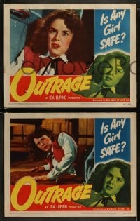 4w712 OUTRAGE 4 LCs 1950 directed by Ida Lupino, is Mala Powers or any other girl safe!