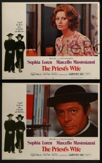 4w374 PRIEST'S WIFE 8 LCs 1971 super sexy Sophia Loren, religious Marcello Mastroianni!