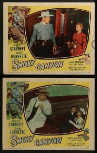 4w430 SMOKY CANYON 8 LCs 1951 cool border art of Charles Starrett & sexy Danni Sue Nolan w/ cattle!