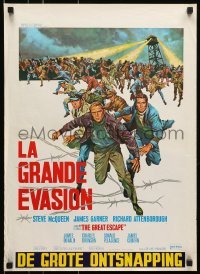 4y213 GREAT ESCAPE Belgian R1970s Steve McQueen, Charles Bronson, Sturges classic prison break!