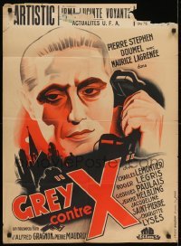 4y214 GREY CONTRE X pre-war Belgian 1940 Pierre Stephen, Doumel, cool dramatic artwork!