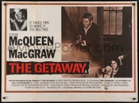 4y429 GETAWAY British quad 1972 Steve McQueen, McGraw, Sam Peckinpah, cool gun & passports image!