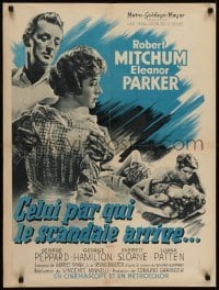 4y616 HOME FROM THE HILL French 24x32 1960 art of Robert Mitchum, Eleanor Parker & George Peppard!