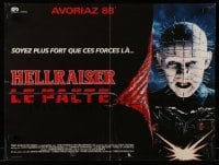 4y672 HELLRAISER French 18x23 1987 Clive Barker, image of Pinhead, he'll tear your soul apart!