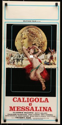 4y932 CALIGULA & MESSALINA Italian locandina 1982 sexy art of mostly naked Betty Roland by Crovato!