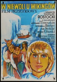 4y769 I NA KAMNYAKH RASTUT DEREVYA Polish 27x39 1986 cool viking art by Maria Mucha Ihnatowicz!