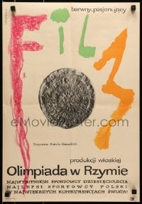 4y715 GRAND OLYMPICS Polish 16x23 1963 completely different medal and title art by Jan Mlodozeniec!