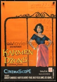 4y258 CARMEN JONES Yugoslavian 19x28 1954 different full-length artwork of sexy Dorothy Dandridge!