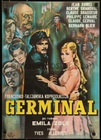 4y269 GERMINAL Yugoslavian 19x26 1963 Jean Sorel, Berthe Granval, Emile Zola's novel