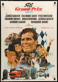 4y271 GRAND PRIX Cinerama Yugoslavian 20x28 '67 F1 race car driver James Garner, Terpning art!