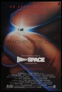 4z471 INNERSPACE 1sh 1987 Dennis Quaid, Martin Short, Alvin art of tiny ship & giant hand!