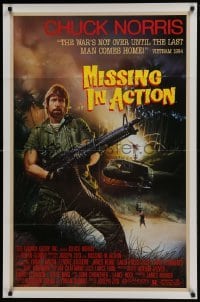 4z603 MISSING IN ACTION 1sh 1984 cool Watts artwork of Chuck Norris in Vietnam!