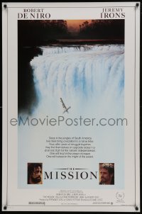 4z605 MISSION 1sh 1986 Robert De Niro, Jeremy Irons, cool waterfall artwork!