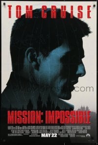 4z606 MISSION IMPOSSIBLE advance 1sh 1996 cool silhouette of Tom Cruise, Brian De Palma directed!