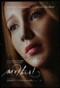 4z615 MOTHER! teaser DS 1sh 2017 Bardem, wild image of Jennifer Lawrence in title role cracking!