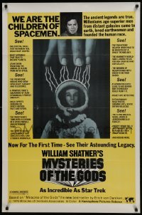 4z629 MYSTERIES OF THE GODS 1sh 1976 William Shatner narrated weirdness documentary!