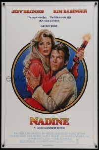 4z631 NADINE 1sh 1987 great Drew Struzan art of Jeff Bridges & Kim Basinger w/dynamite!