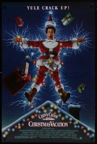 4z634 NATIONAL LAMPOON'S CHRISTMAS VACATION DS 1sh 1989 Consani art of Chevy Chase, yule crack up!