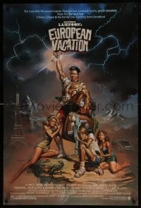 4z635 NATIONAL LAMPOON'S EUROPEAN VACATION 1sh 1985 Chevy Chase, wacky fantasy art by Vallejo!