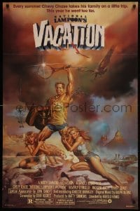 4z636 NATIONAL LAMPOON'S VACATION 1sh 1983 art of Chevy Chase, Brinkley & D'Angelo by Vallejo!