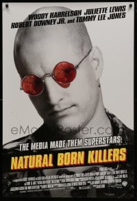 4z637 NATURAL BORN KILLERS style B DS 1sh 1994 cult classic, Harrelson, cool white tagline design!