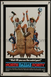 4z648 NORTH DALLAS FORTY 1sh 1979 Nick Nolte, great Texas football art by Morgan Kane!