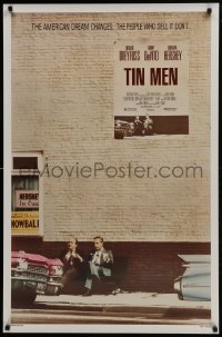 4z899 TIN MEN 1sh 1987 Richard Dreyfuss & Danny DeVito sitting by classic Cadillacs!