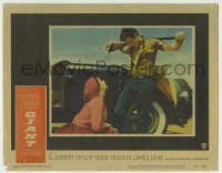 5b693 GIANT LC #6 1956 classic c/u of Liz Taylor kneeling before James Dean w/ rifle on shoulders!