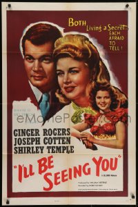 5k409 I'LL BE SEEING YOU 1sh R1956 cool image of Ginger Rogers, Joseph Cotten & Shirley Temple!