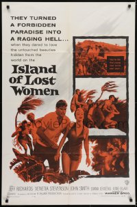 5k421 ISLAND OF LOST WOMEN 1sh R1964 hidden, forbidden, untouched beauties in a raging hell!