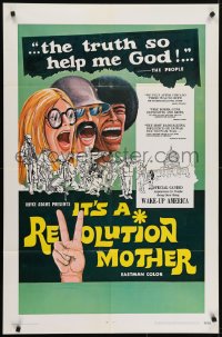 5k423 IT'S A REVOLUTION MOTHER 1sh 1970 biker documentary, cool art of biker motorcycle gang!