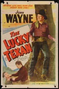 5k432 JOHN WAYNE 1sh 1940s full-length image of The Duke with gun, The Lucky Texan!