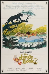 5k438 JUNGLE BOOK 1sh R1978 Walt Disney classic, great image of Mowgli & his friends + Shere Khan!