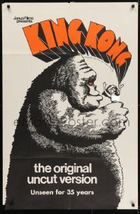 5k447 KING KONG 1sh R1968 Fay Wray, Robert Armstrong, cool comic art by Lee J. Reedy!